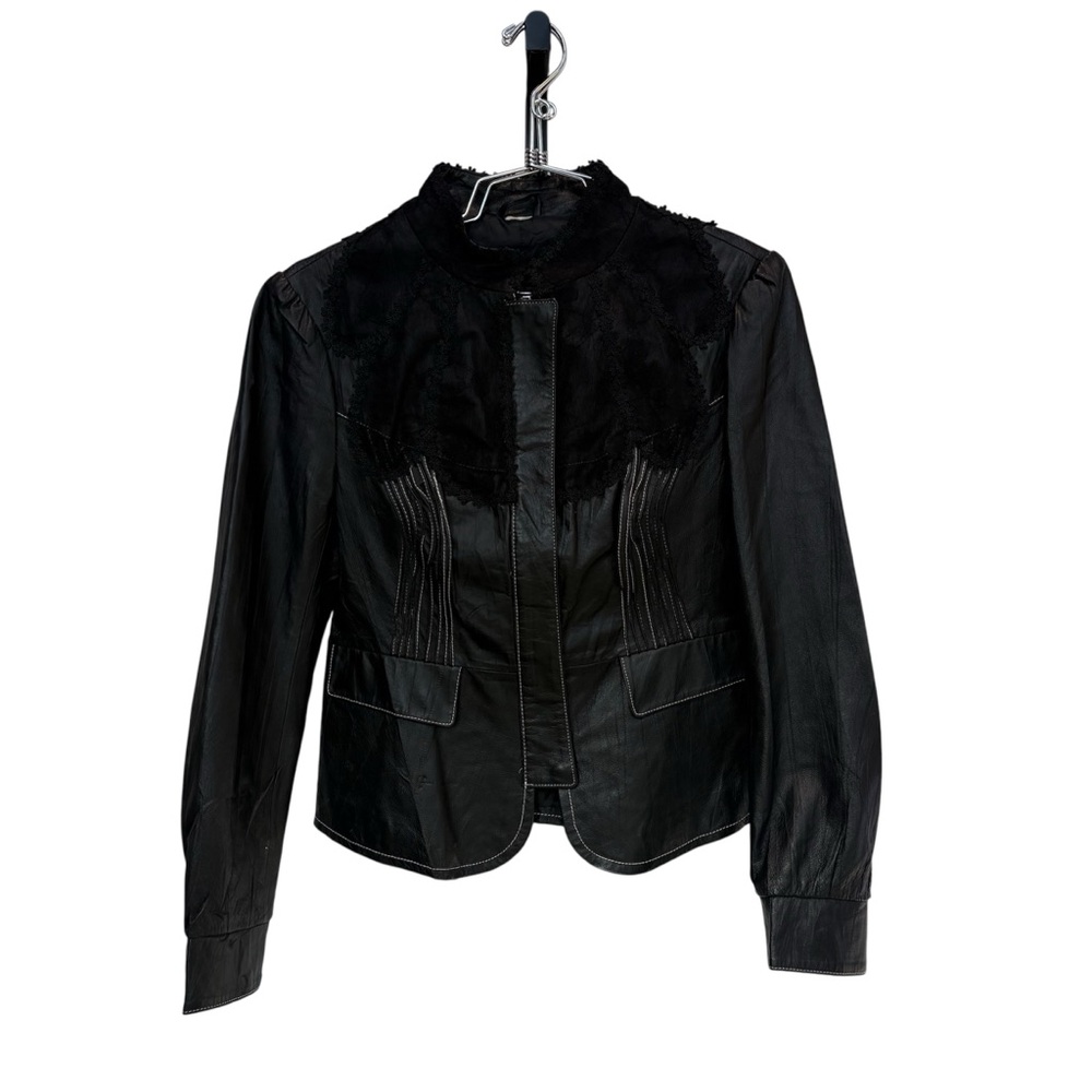 Nappa Famme women’s black leather lace overlay grunge jacket XS